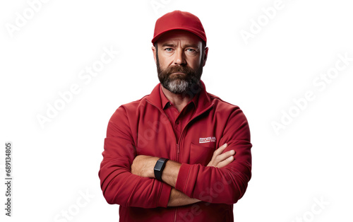 Postman Man In Professional Look Isolated on a Transparent Background PNG.