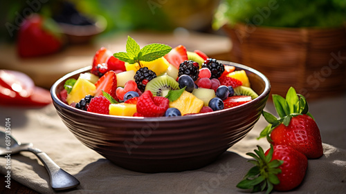Juicy and vibrant tropical fruit salad