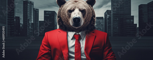 Bussiness man like Bear dressed in an elegant suit. photo
