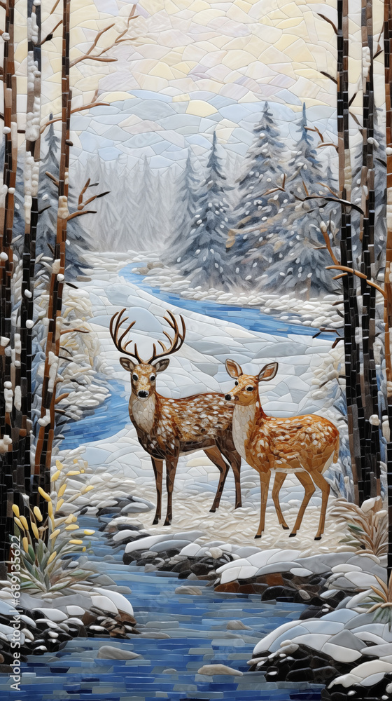 Snow covered trees. AI generated art illustration. Snow covered trees. AI generated art illustration.