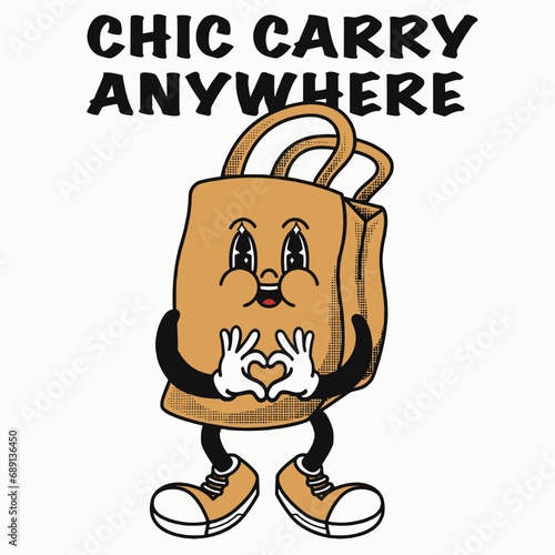 Tote bags Character Design With Slogan Chic carry anywhere