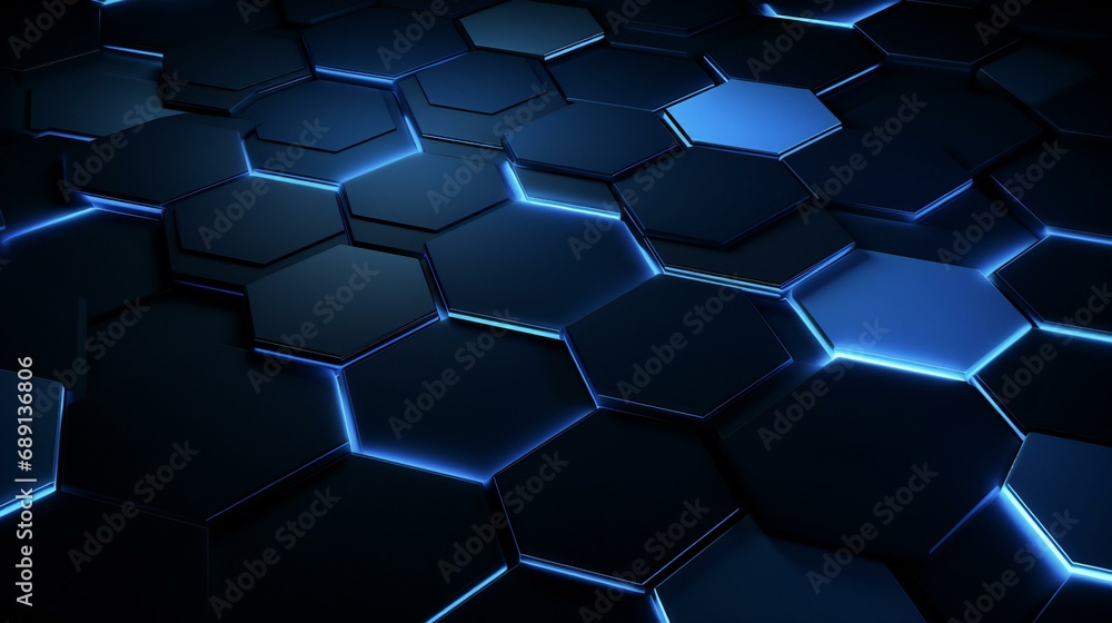 3d wallpaper of blue hexagons on dark background 3d wallpaper of blue hexagons on dark background