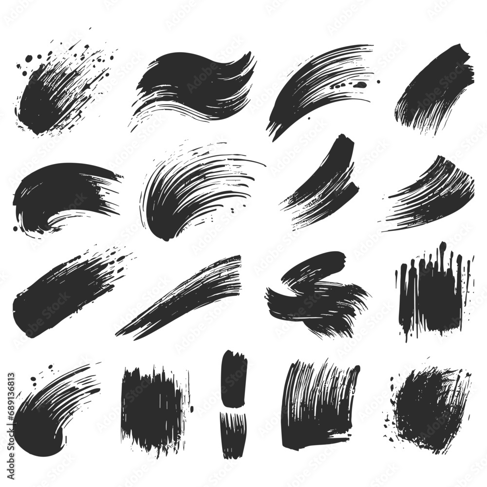 Vector big black grunge effect set of brush strokes Vector big black grunge effect set of brush strokes