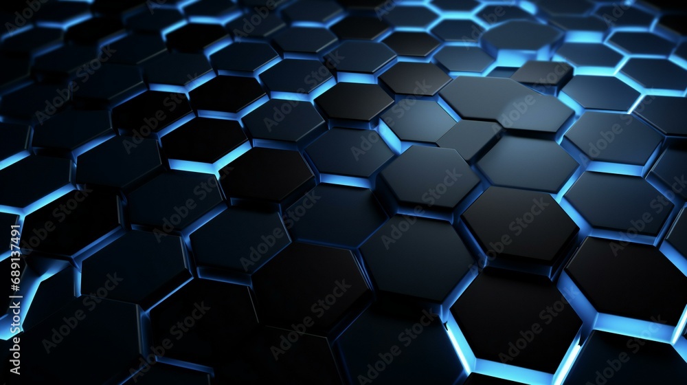 3d wallpaper of blue hexagons on dark background 3d wallpaper of blue hexagons on dark background