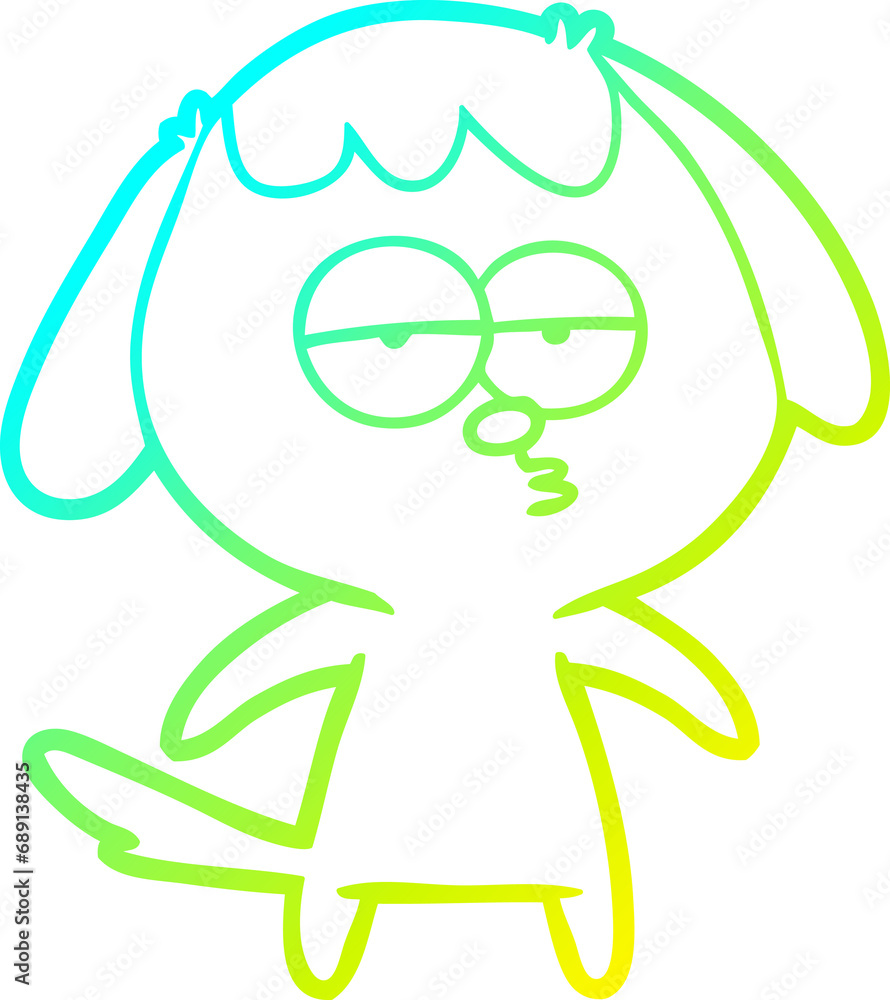 cold gradient line drawing of a cartoon bored dog cold gradient line drawing of a cartoon bored dog