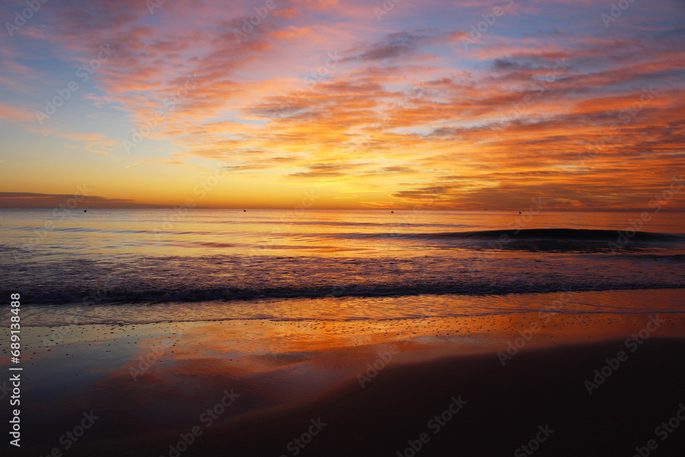 natural background of a beautiful sunset on the beach