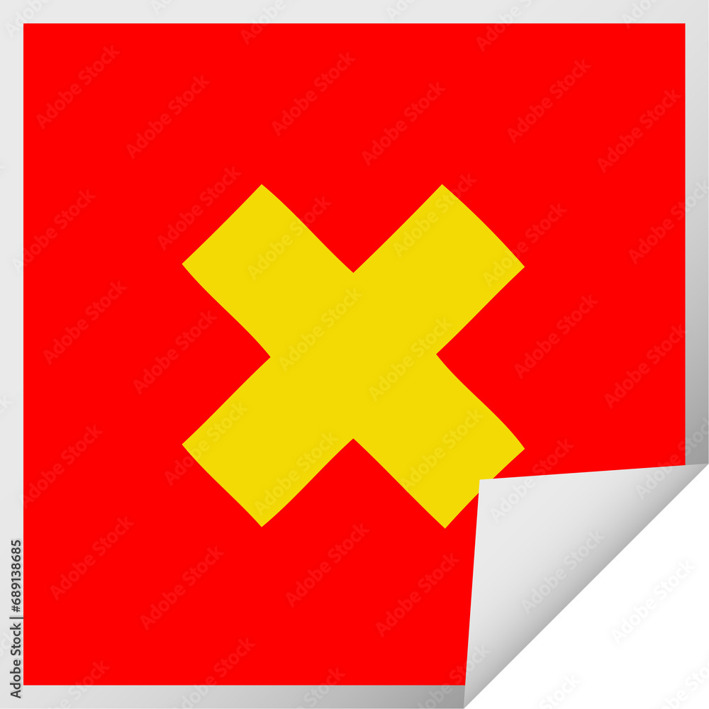 square peeling sticker cartoon of a multiplication symbol square peeling sticker cartoon of a multiplication symbol