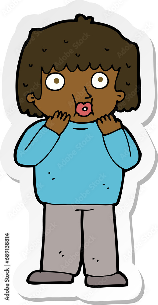sticker of a cartoon worried boy sticker of a cartoon worried boy