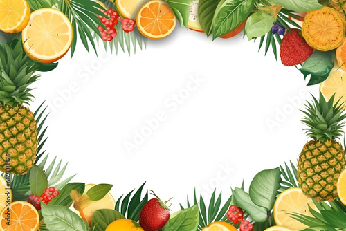 Illustration of a White background and fruit frame.