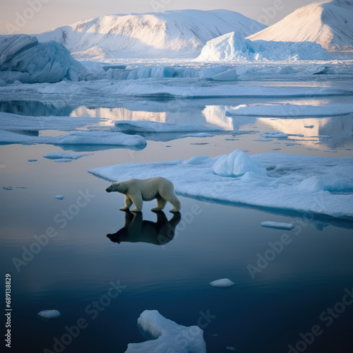 Polar Bear's Realm: Icy Blue Glaciers