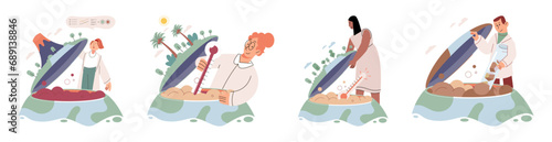 Lab test. Vector illustration. The lab test concept simplifies complex scientific ideas for better comprehension Inspection experimental data helps scientists identify outliers and anomalies