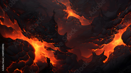 Lava Glow: Abstract Orange and Black Background, Hand Edited Generative AI