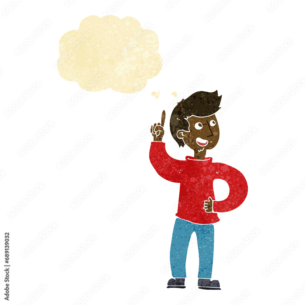 cartoon man with idea with thought bubble cartoon man with idea with thought bubble