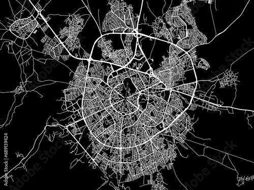 Vector road map of the city of Hamadan in Iran with white roads on a black background. photo