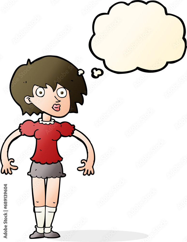 cartoon surprised woman with thought bubble cartoon surprised woman with thought bubble