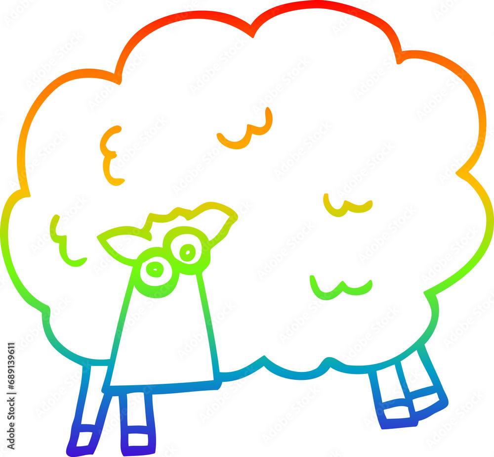 rainbow gradient line drawing of a cartoon funny sheep rainbow gradient line drawing of a cartoon funny sheep