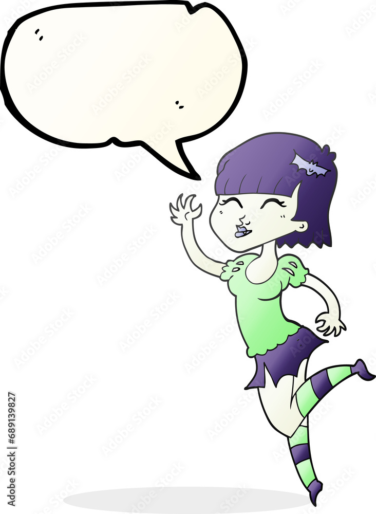 freehand drawn speech bubble cartoon vampire girl freehand drawn speech bubble cartoon vampire girl