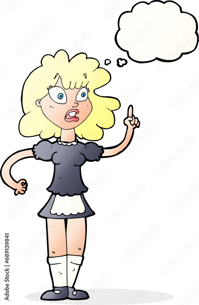 cartoon worried maid with thought bubble cartoon worried maid with thought bubble