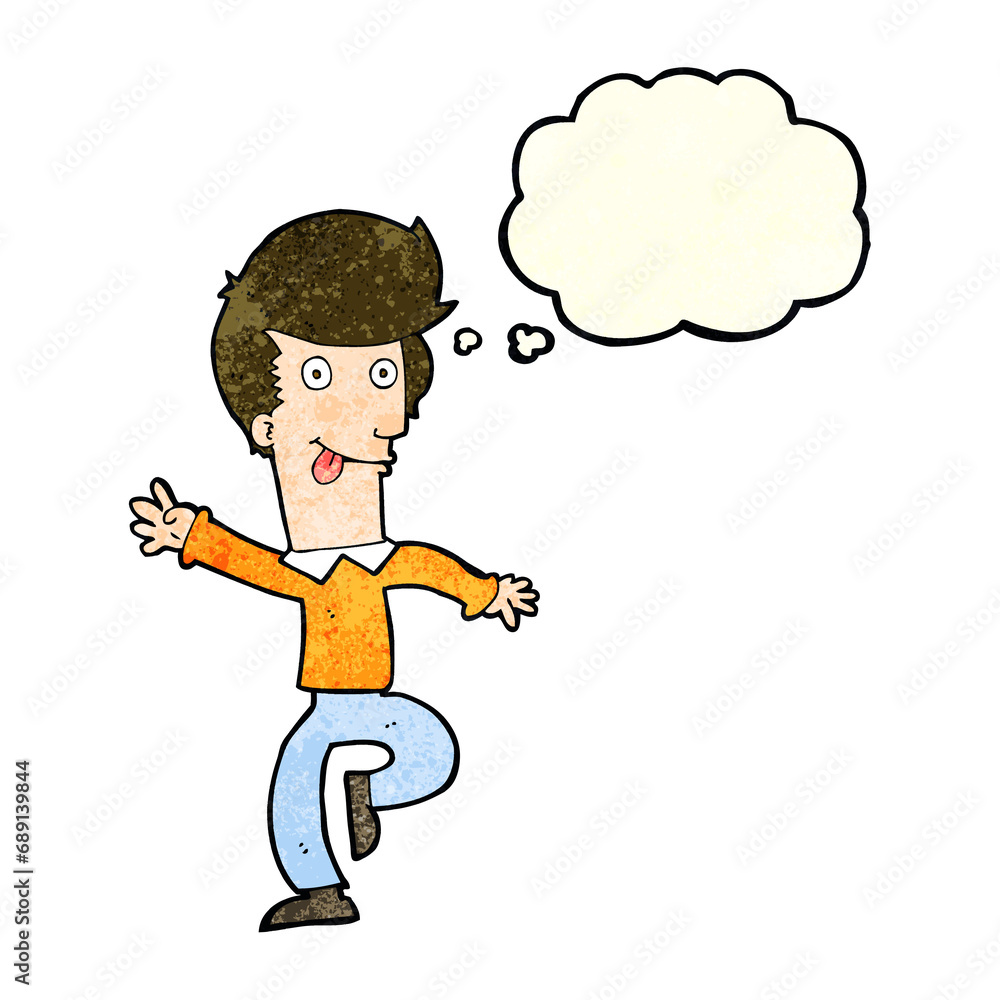 cartoon man dancing with thought bubble cartoon man dancing with thought bubble