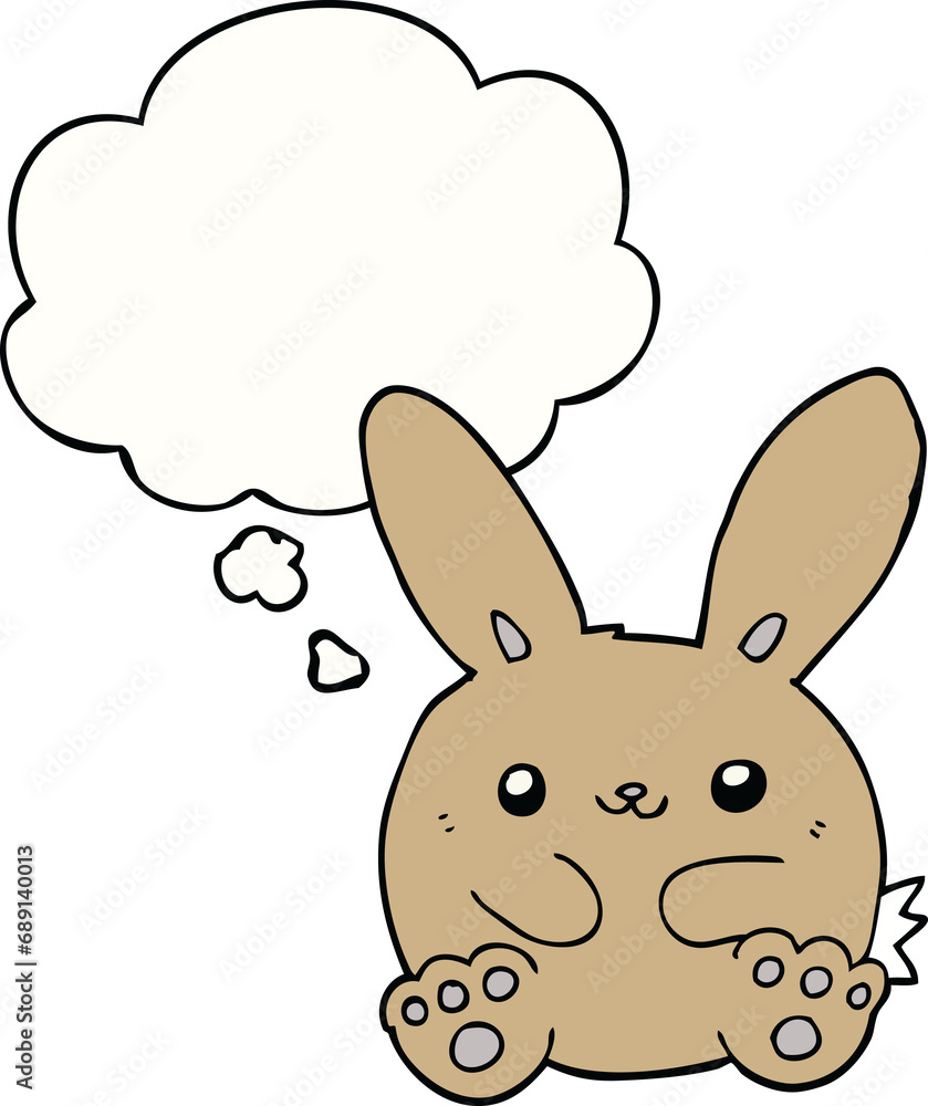 cartoon rabbit with thought bubble cartoon rabbit with thought bubble
