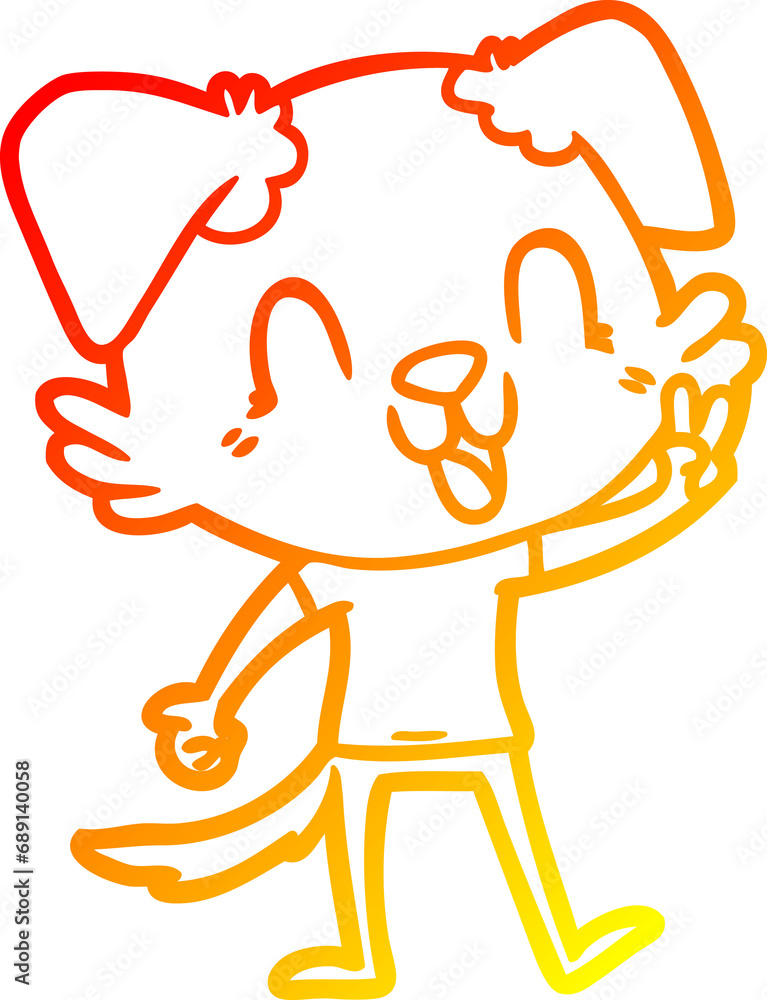warm gradient line drawing of a laughing cartoon dog warm gradient line drawing of a laughing cartoon dog