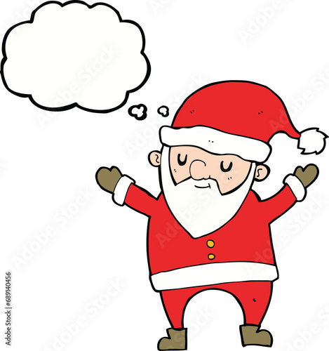 cartoon dancing santa with thought bubble © lineartestpilot