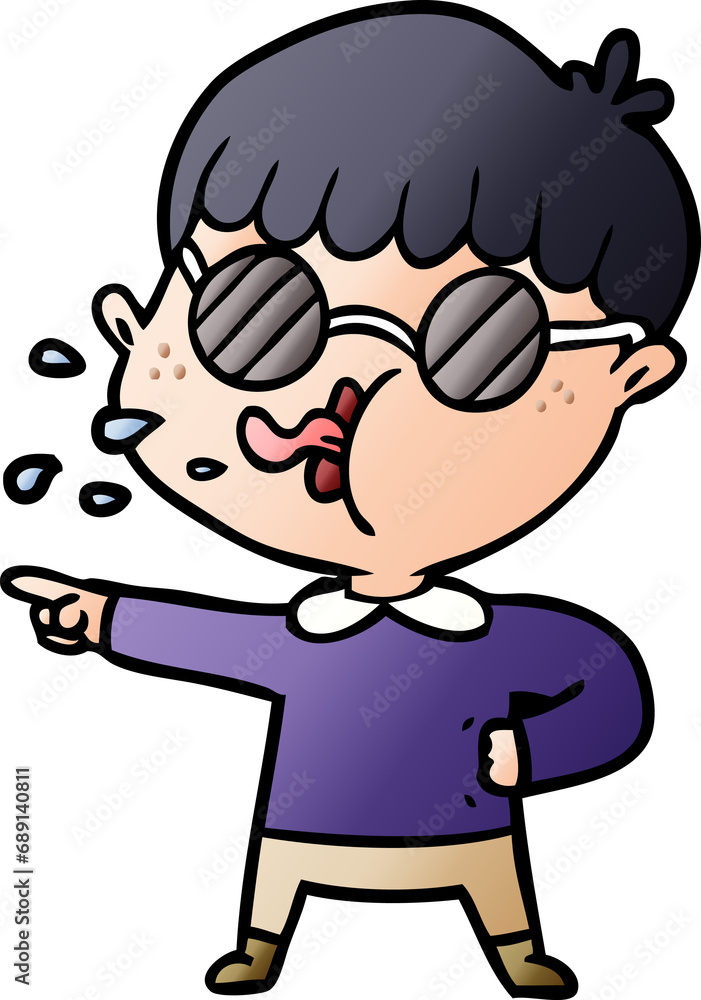 cartoon boy wearing spectacles and pointing cartoon boy wearing spectacles and pointing