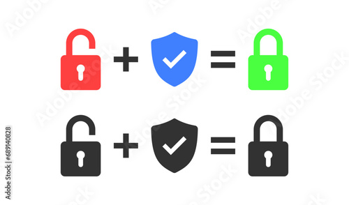 Https and http website protect icon. Ssl safe symbol. Padlock signs. Safety internet site icons. Browser domain. Vector illustration.
