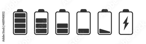 Battery icon. Charge energy sign. Full electricity power. Accumulator level bar. Vector illustration.
