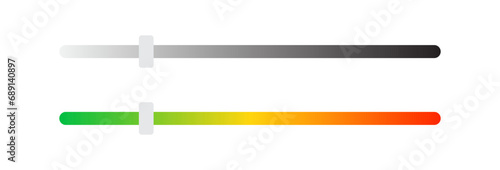 Progress bar. Loading indicator. Level from low to high. Measure tool. Rate scale. Vector illustration.