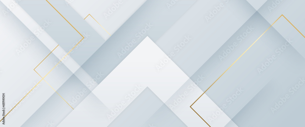 Fototapeta premium White background with golden lines White and gold abstract background with shapes
