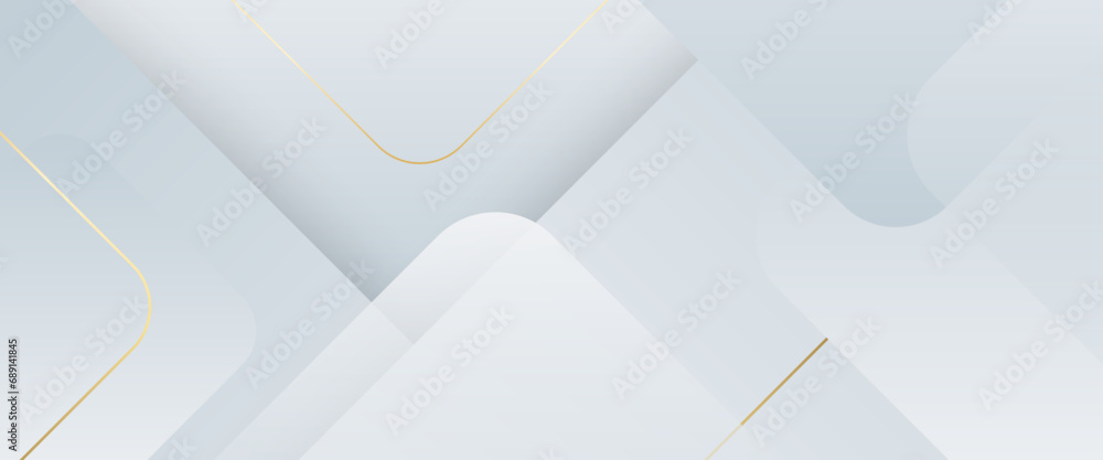 Fototapeta premium White and gold vector abstract geometrical shape modern background Abstract modern white background paper cut style with golden line Luxury concept.