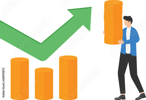 businessmen raise the budget, the concept of increasing finance, new economy.


