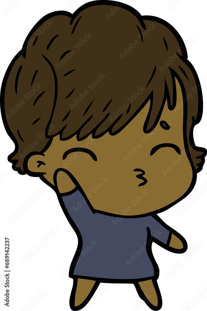 cartoon woman thinking