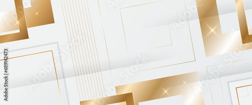 White and gold background abstract art vector with shapes Minimalist modern graphic design element cutout style concept for banner, flyer, card, or brochure cover photo