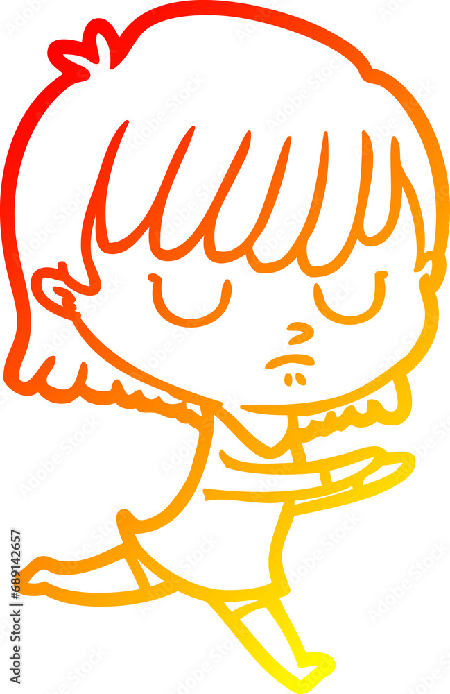 warm gradient line drawing of a cartoon woman warm gradient line drawing of a cartoon woman