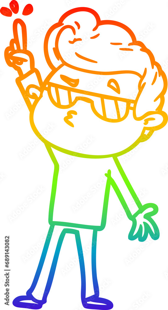 rainbow gradient line drawing of a cartoon cool guy rainbow gradient line drawing of a cartoon cool guy