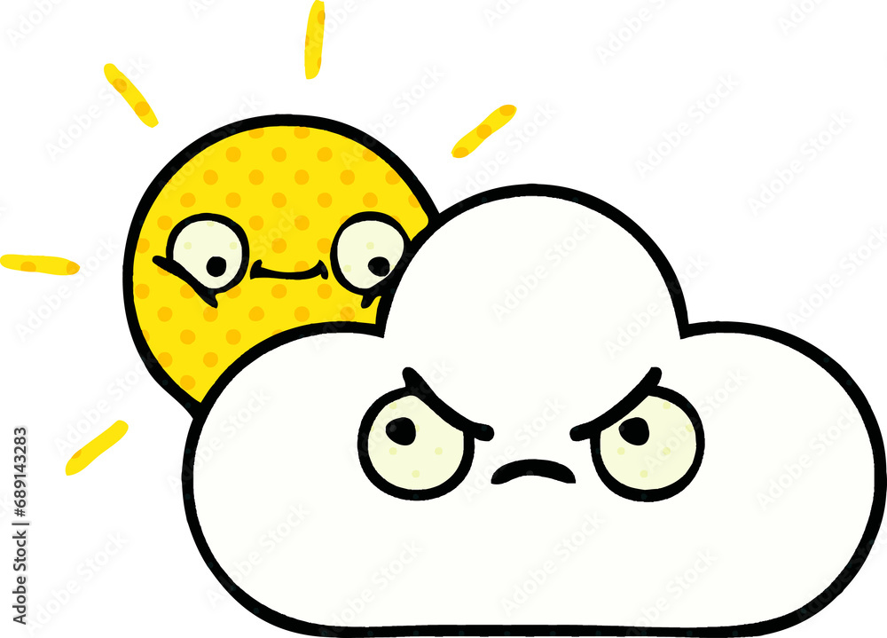 comic book style cartoon of a sunshine and cloud comic book style cartoon of a sunshine and cloud