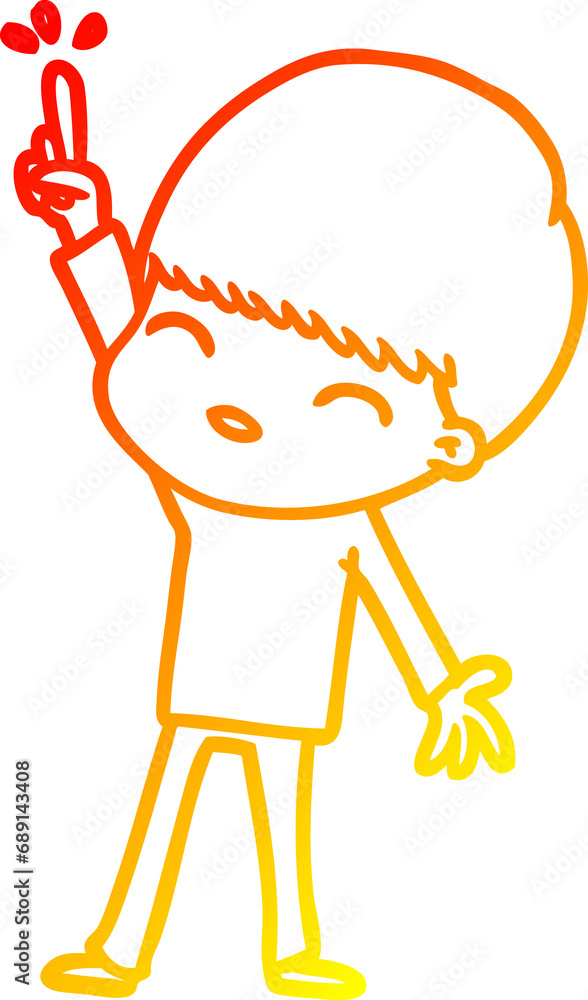warm gradient line drawing of a happy cartoon boy warm gradient line drawing of a happy cartoon boy