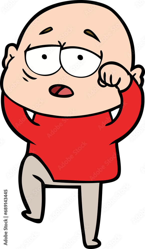 cartoon tired bald man cartoon tired bald man