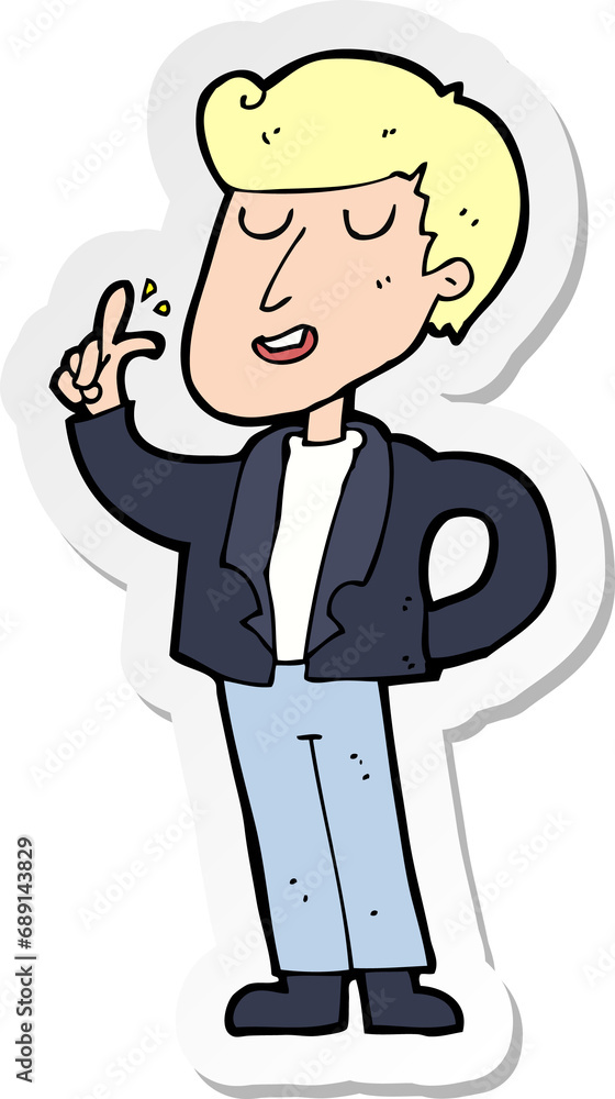 sticker of a cartoon cool guy snapping fingers sticker of a cartoon cool guy snapping fingers