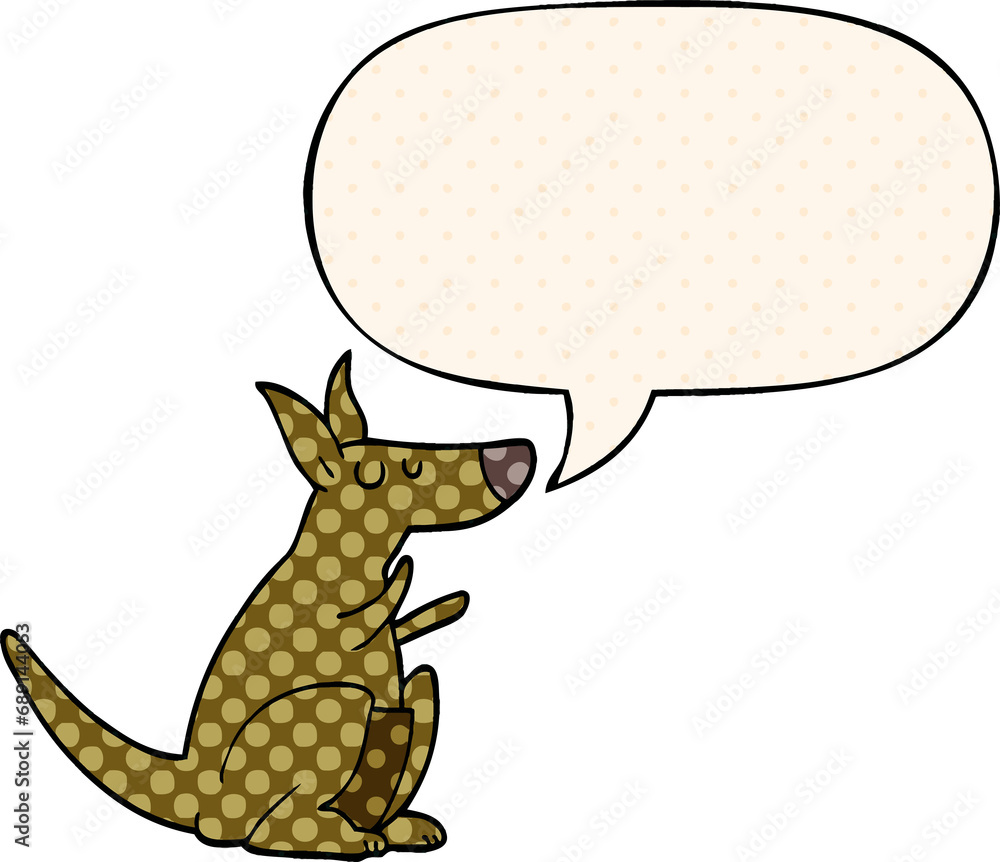 cartoon kangaroo with speech bubble in comic book style cartoon kangaroo with speech bubble in comic book style