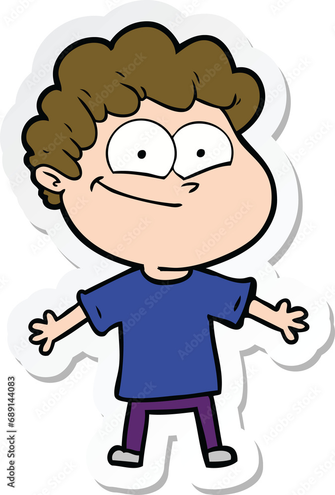 sticker of a cartoon happy man sticker of a cartoon happy man