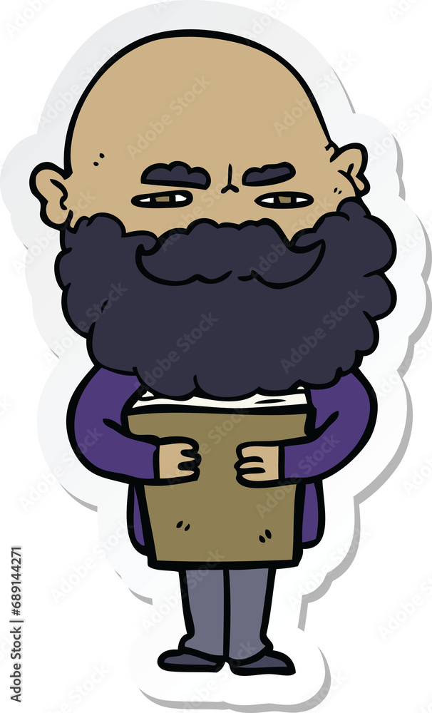 sticker of a cartoon man with beard frowning sticker of a cartoon man with beard frowning