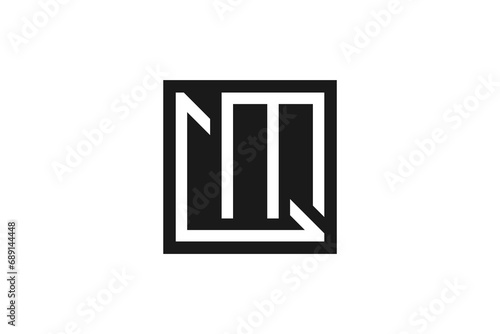 CM initial letter font logo design, geometric rectangle shape.