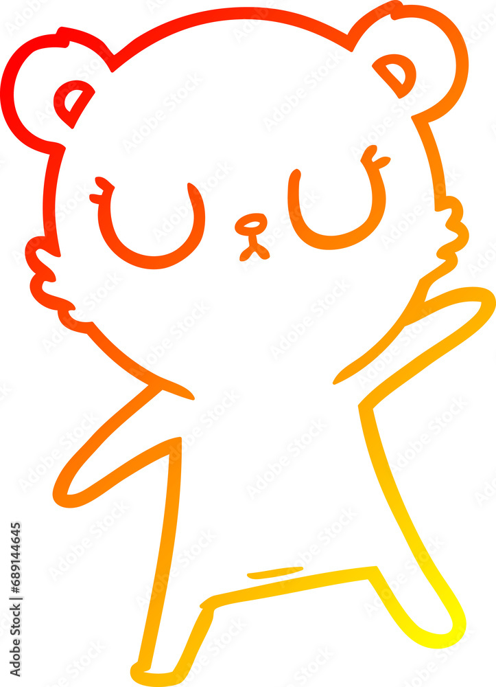 warm gradient line drawing of a peaceful cartoon bear warm gradient line drawing of a peaceful cartoon bear