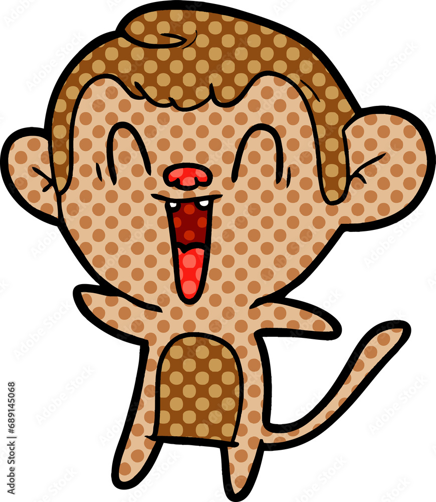 Obraz premium cartoon laughing monkey