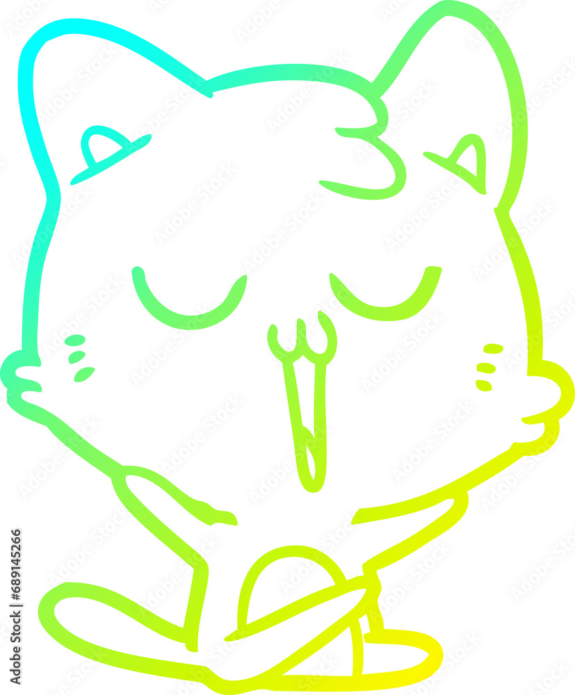 cold gradient line drawing of a cartoon cat singing cold gradient line drawing of a cartoon cat singing