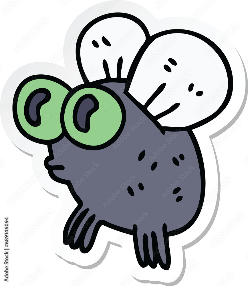 sticker of a quirky hand drawn cartoon fly sticker of a quirky hand drawn cartoon fly