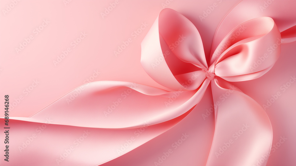 pale pink background with pink ribbon with place for text pale pink background with pink ribbon with place for text